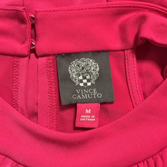 Vince Camuto Dress Sz M Pink Fuchsia Halter Back Cocktail Layered Tiered - Picture 6 of 8